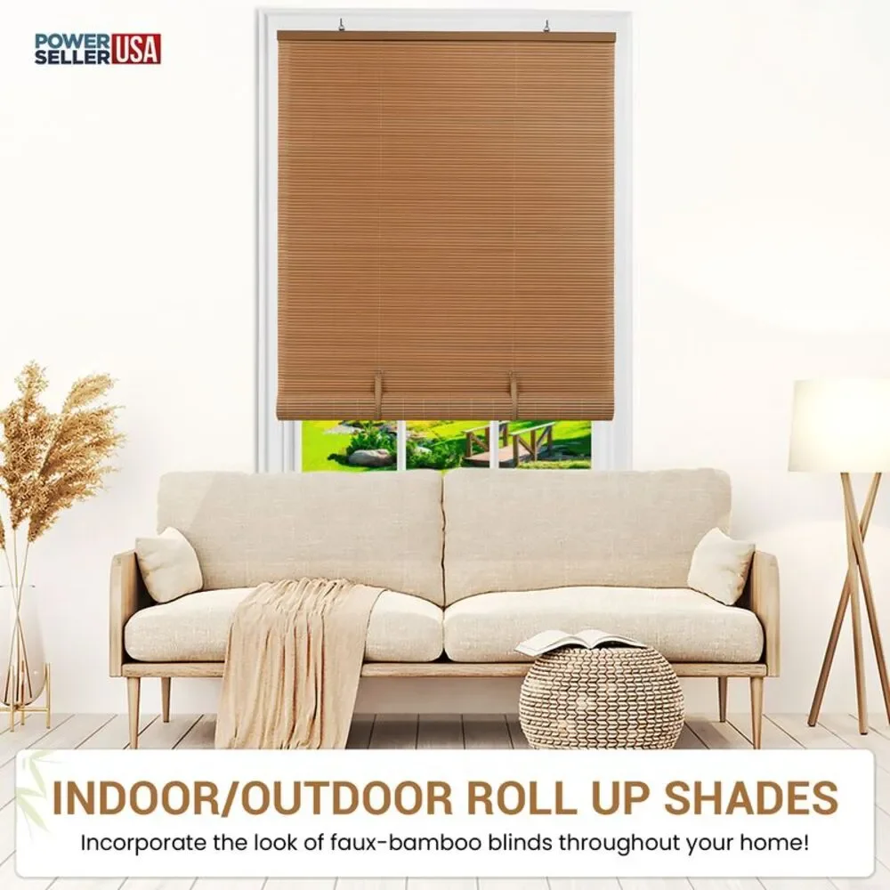 Woodtone Oval Cordless Rollup Light Filtering Window Blinds Shades: 72